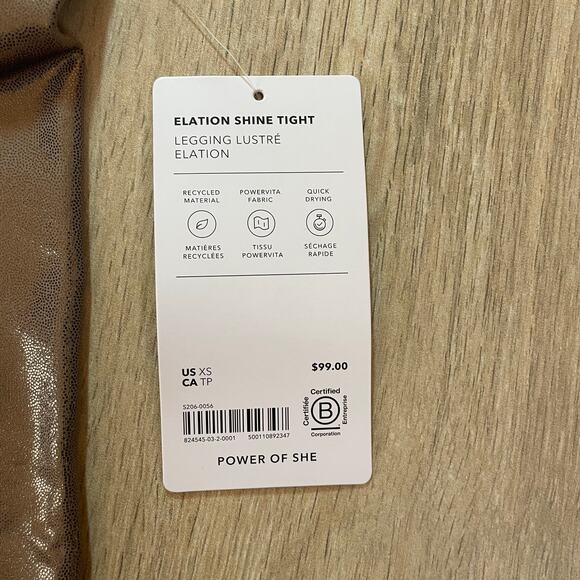 Athleta Elation Shine Tight Legging XS NWT Metallic Bronze/Tuscan Gold High-Rise - Picture 8 of 13